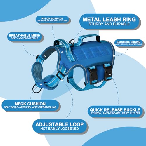 Dog Harness Medium Sized Dog (Blue / M(Neck:17-23",Chest:22-32"),35-50 lbs)
