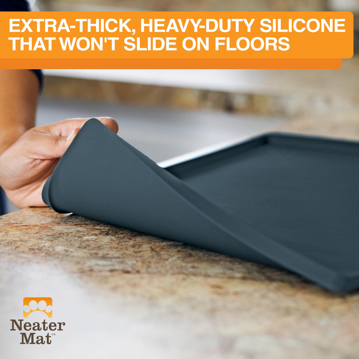 Neater Mat Pet Mats for Food and Water (32"L x 24"W / Slate Blue)
