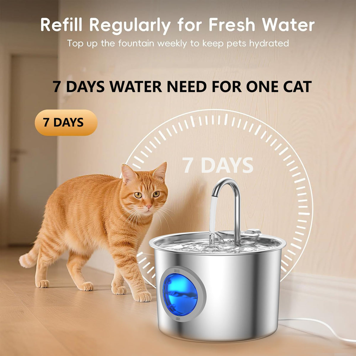 Cat Water Fountain Advanced 304 Stainless Steel 2.2L
