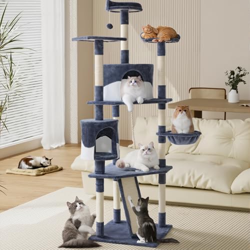 Tall 79in Cat Tree Tower with Scratching Posts (Dark Grey / 79 Inch)