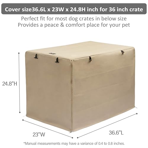 Dog Crate Cover Waterproof Kennel Cover (36.6"L x 23.0"W x 24.8"H / Beige)