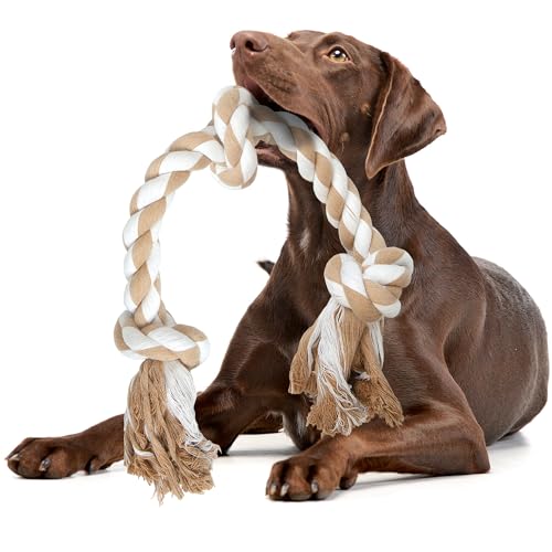 Dog Rope Toys for Medium Large Dogs (White-3 knots / Large)