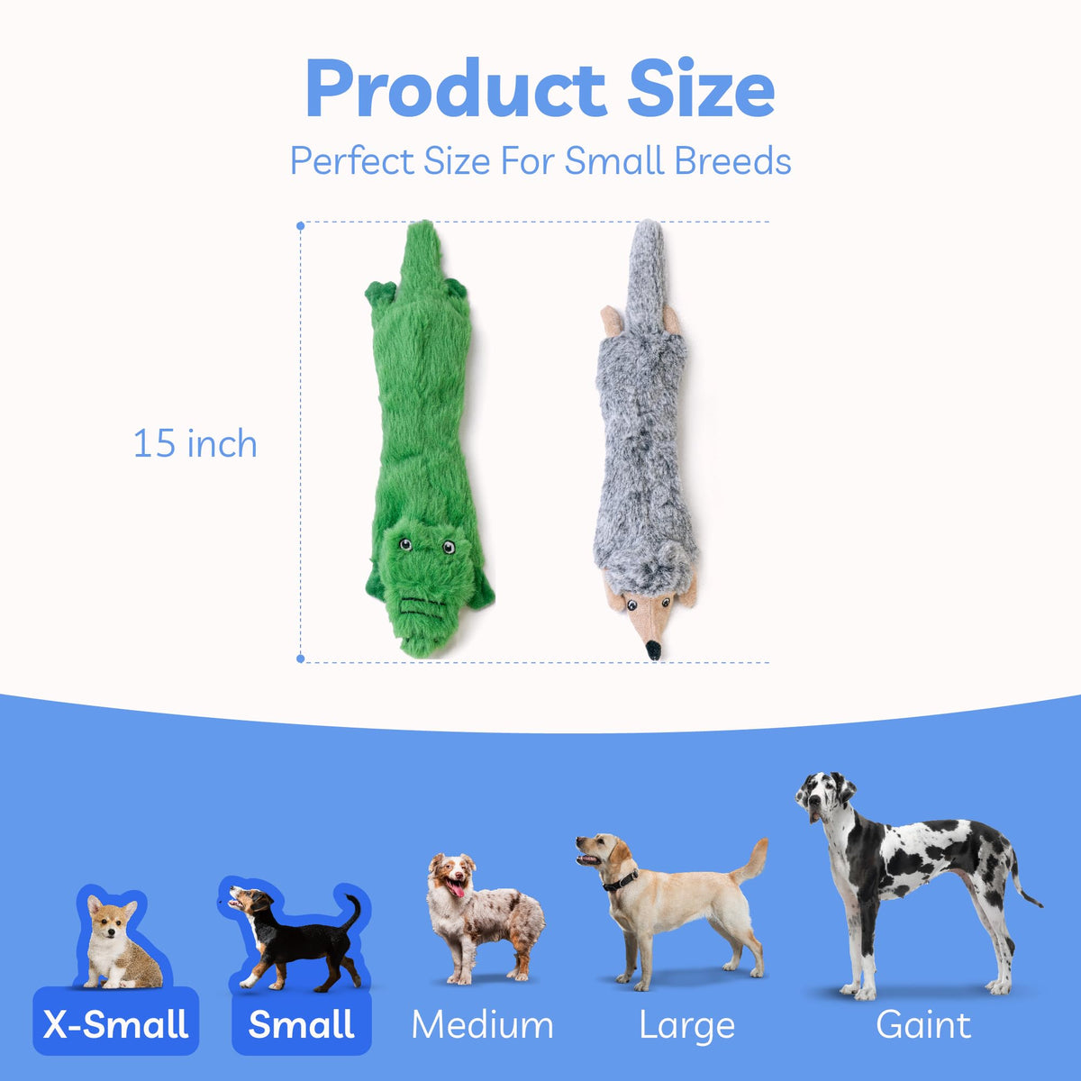 Dog Squeaky Toys No Stuffing 2 Pack (Small / Fur Plush-2 Pack)