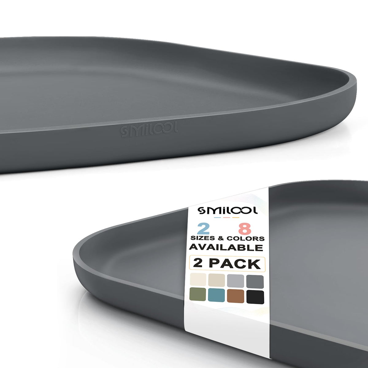 Waterproof Silicone Pet Food Mat with Raised Edge for Dog & Cat (12"L x 12"W / Dark Gray)