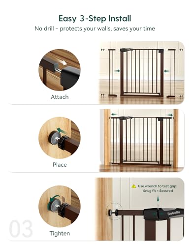29 55" Extra Wide Baby Gate with Door (Brown / 30" Tall, 29-55" Wide)