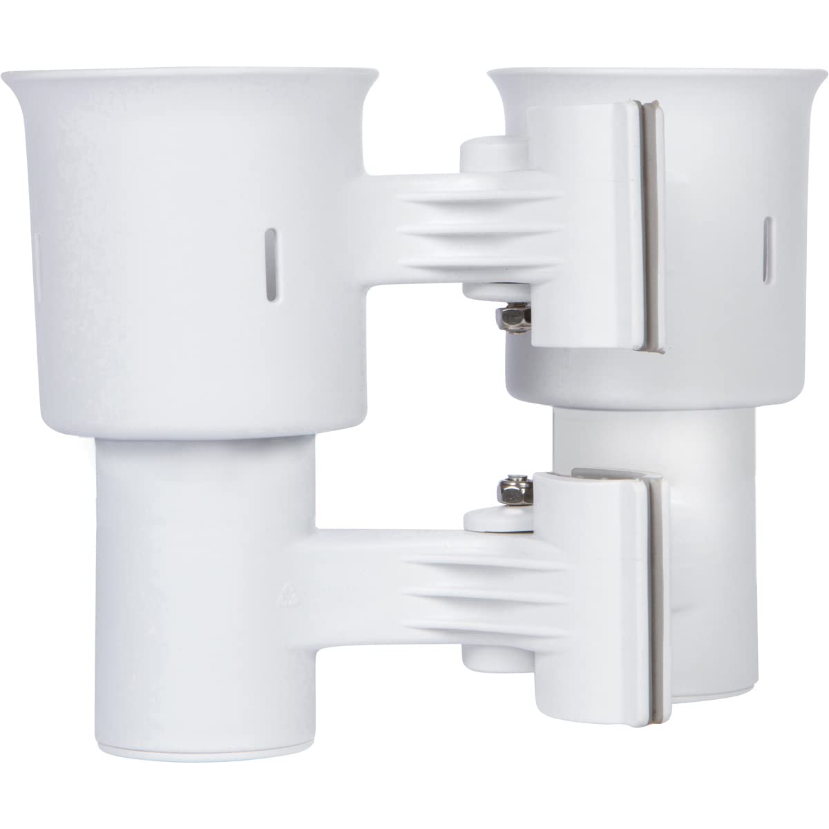 White), Patented Clamp On Boat Cup Holder |Multifunction Dual Drink Caddy for Fishing Poles, Tools, Net, Gaff |Portable Storage for Boating, Beach, Umbrellas, Golf Carts, Strollers (White / Standard Spring)