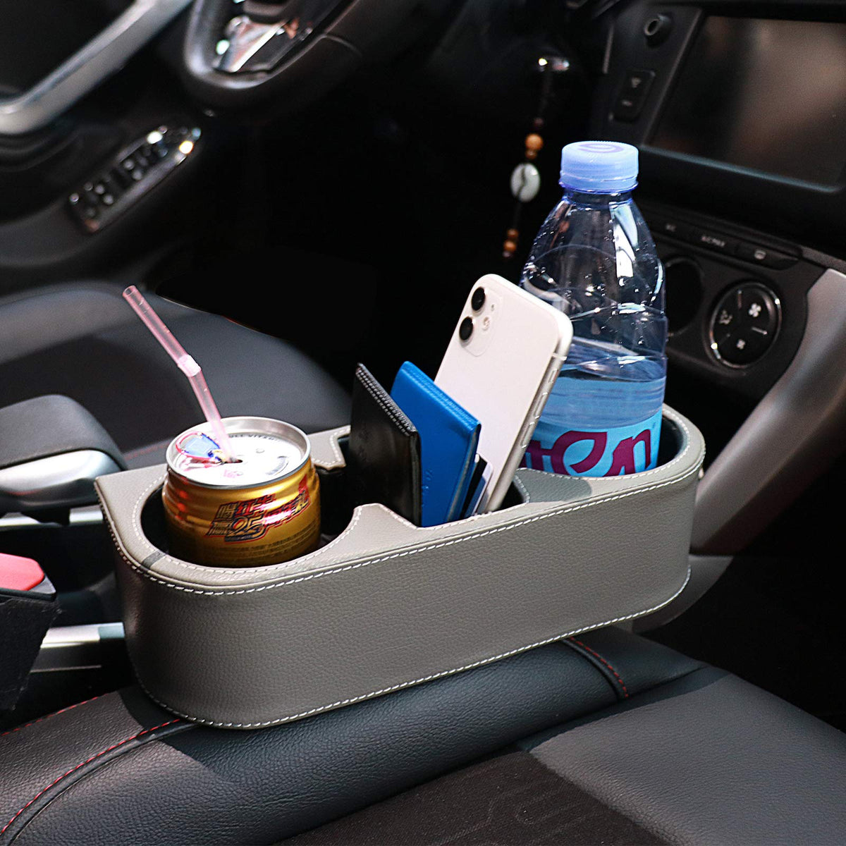 Car Seat Gap Filler Organizer with Cup Holder (PUBD-Gray)