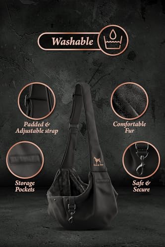 Dog Sling Carrier for Small Dogs 3 (Black / 15.0"L x 6.0"W x 5.5"H)