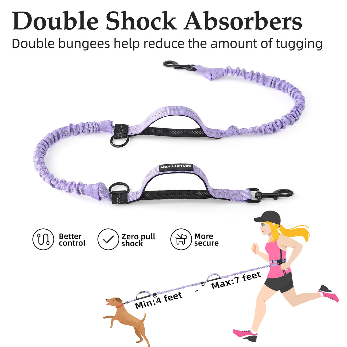 Hands Free Leash (Light Purple / 7FT Hands Free)