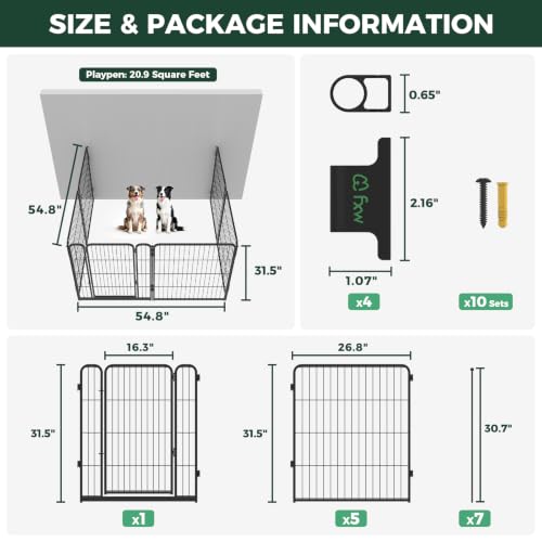 Homeplus Indoor Dog Playpen with Fence (Black / 32"H)