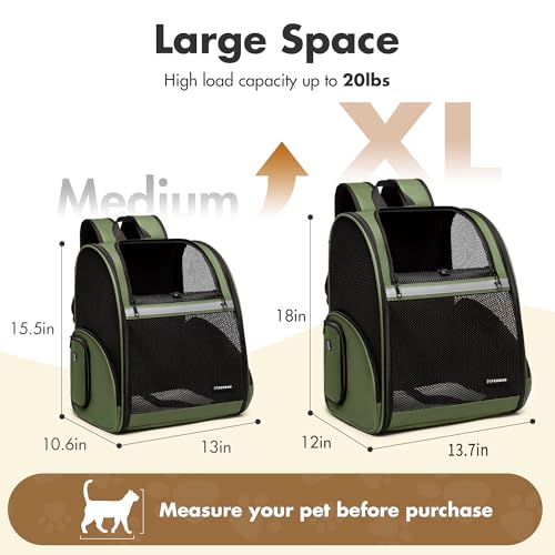 Pet Backpack Carrier (DarkGreen / X-Large)