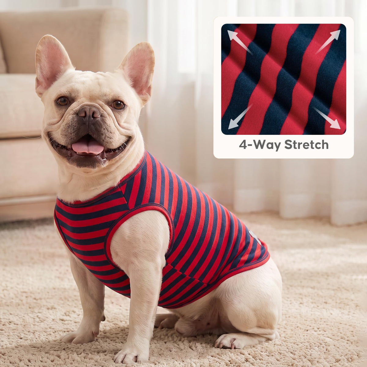 2Pack Cotton Dog Shirt for Small Dogs Soft Striped Tank Top (Large (13-19lbs) / 2Pack (Red+Striped))