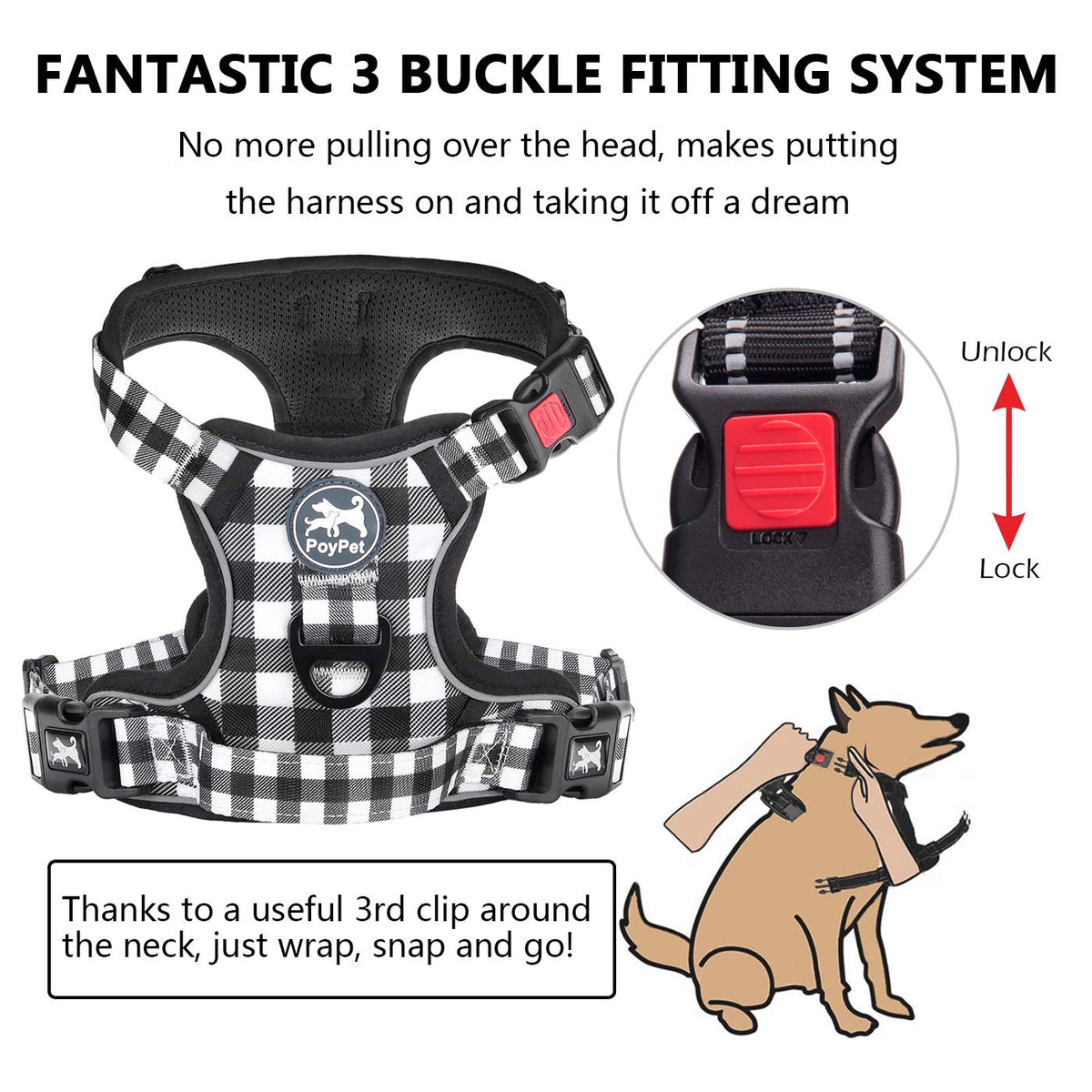 Plaid Dog Harness Medium (Medium / Grid)