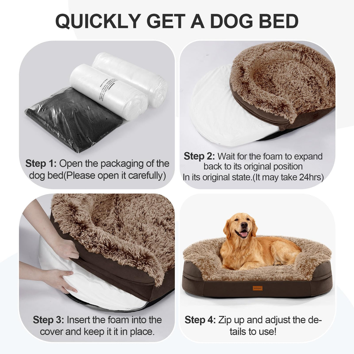 3.7 inch Thickened Orthopedic Dog Beds for Medium Dogs (Brown / 36"Lx27.5"Wx7.1"H)