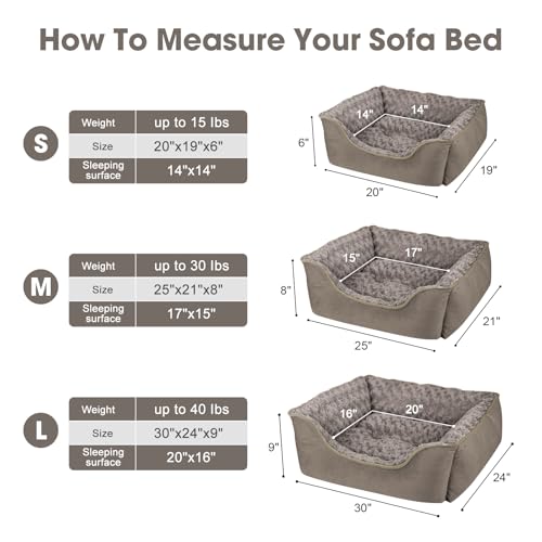 Rectangle Dog Bed for Large Medium Small Dogs (Dark Brown / L(30"x 24"x 9"))