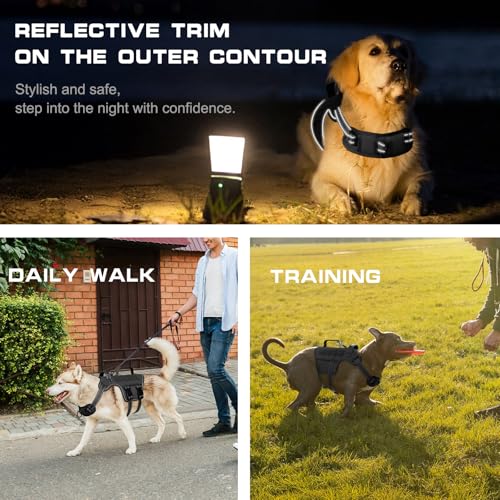 Dog Harness Medium Sized Dog (Black / M(Neck:17-23",Chest:22-32"),35-50 lbs)