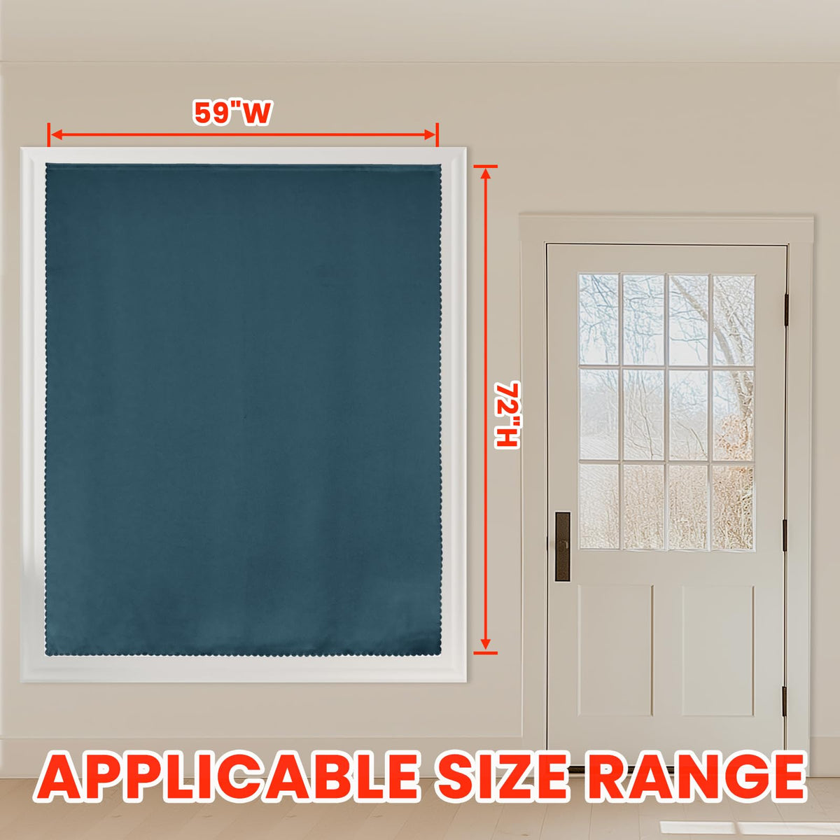 100% Blackout Shades Window Cover Self Adhesive Curtains Sticky Curtain Portable Easy Open Black Out Curtains for Bedroom Living Room No Drilling (Navy Blue/ Thickened / 59"W x 72"L (Pack of 1))