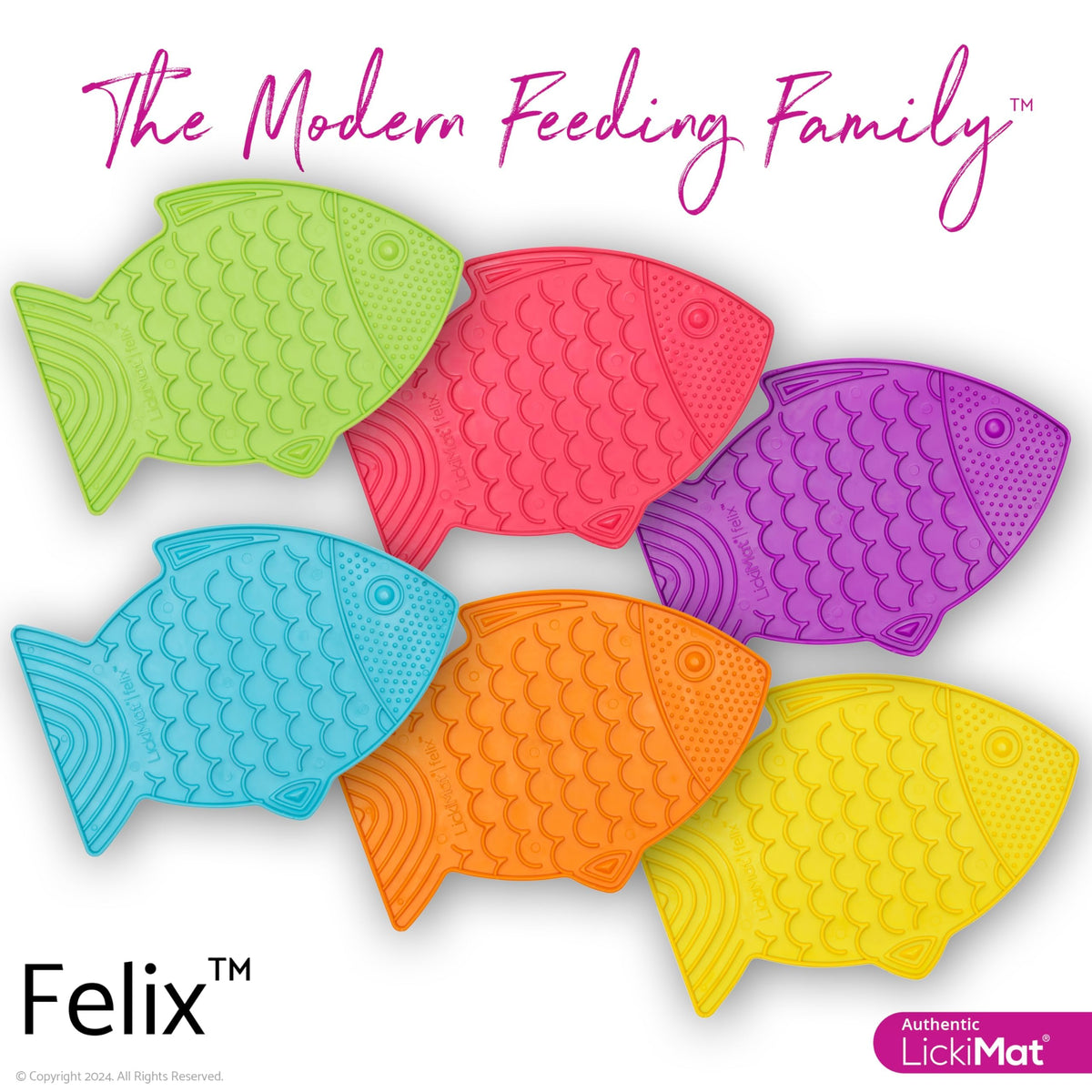 Felix, Fish-Shaped Cat Slow Feeders Lick Mat, Boredom Reducer; Perfect for Food, Treats, Yogurt, or Peanut Butter. Fun Alternative to a Slow Feed Cat Bowl or Dish, Purple (Purple)