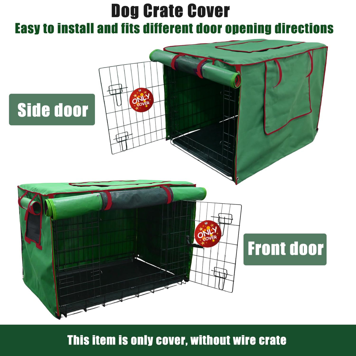 36 Inch Green Dog Crate Cover (36.0"L x 23.0"W x 25.0"H / Green)