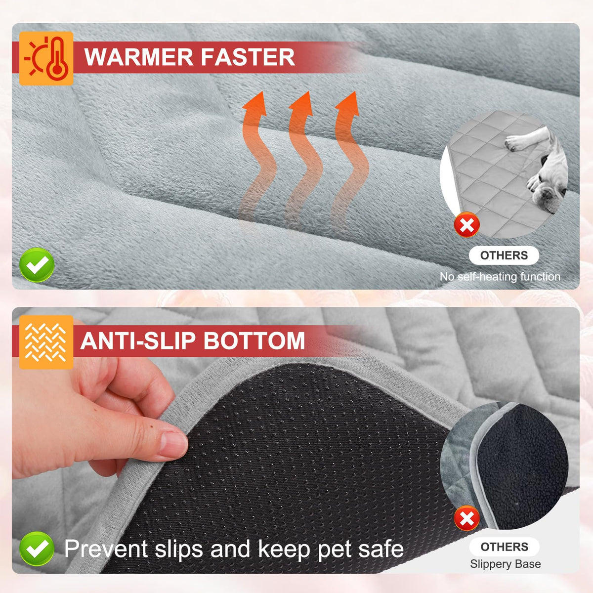 Self Warming Cat Mat (Light Grey / 45.0"L x 28.0"W x 0.2"Th)