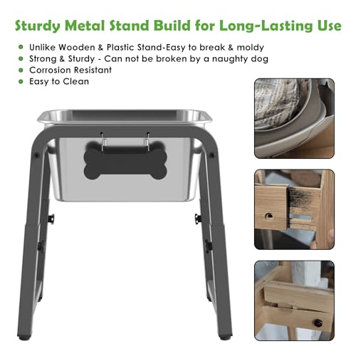 1.85 Gallon Elevated Dog Water Bowl (Grey-1.8 GAL / Height: 10.4-15.2")
