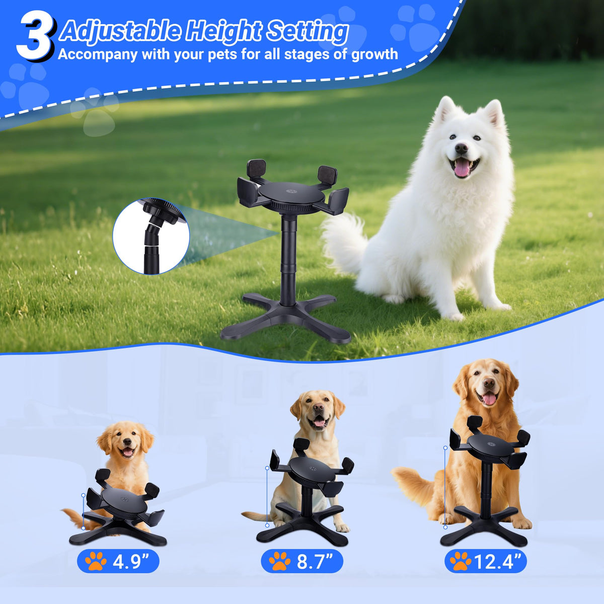 Dog Bowls Elevated Adjustable Stand (Black / Dog Bowl Stand 1 Pack Black)