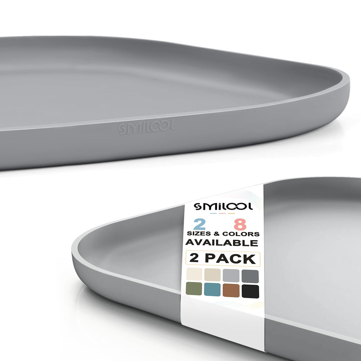 Waterproof Silicone Pet Food Mat with Raised Edge for Dog & Cat (12"L x 12"W / Light Gray)