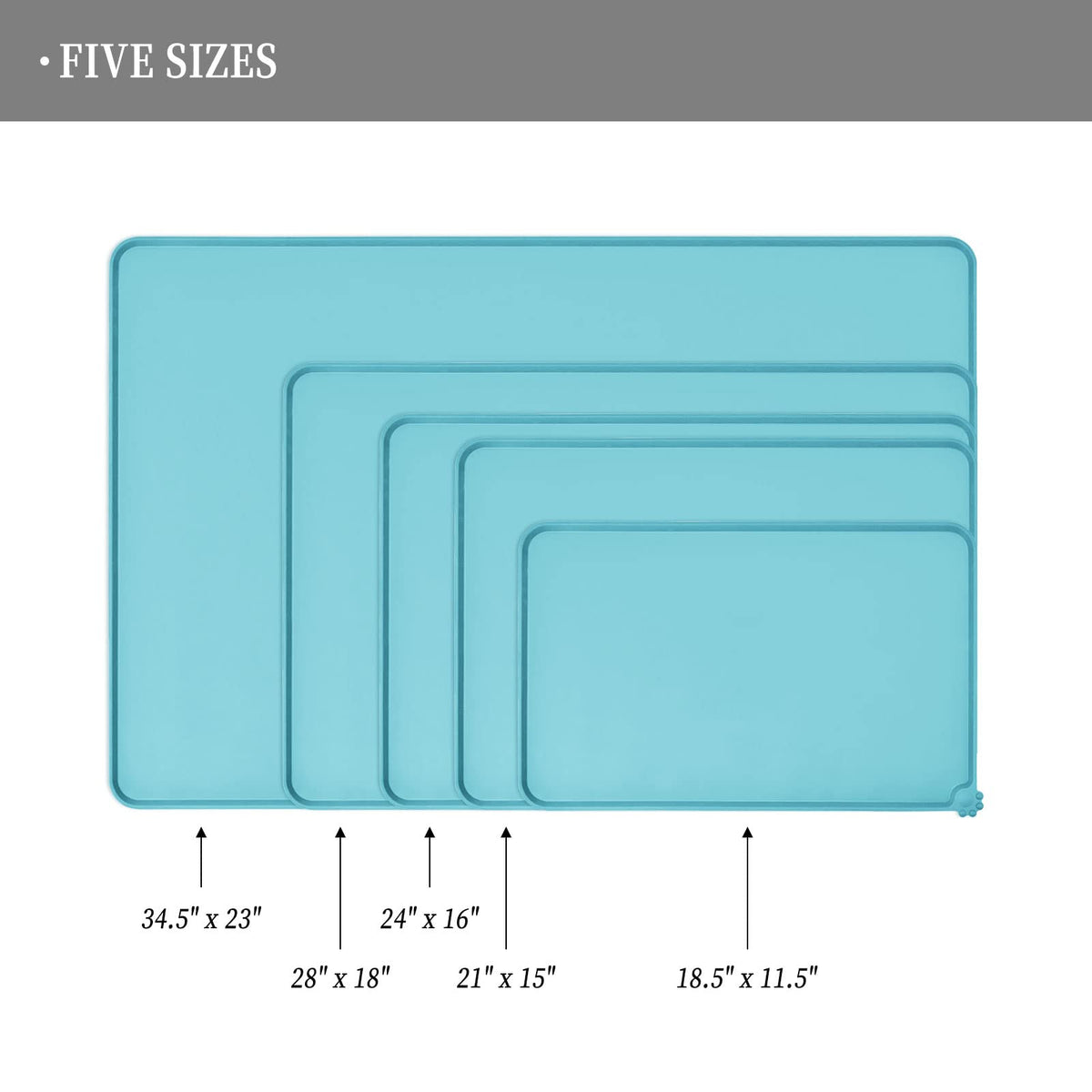Silicone Pet Feeding Mat (Turquoise / 22" x 14")