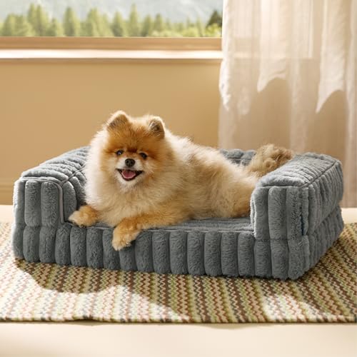 ComfyFleece® Memory Foam Orthopedic Small Dog Bed with Sides 24" (Grey / 24.0"l X 18.0"w X 6"th)
