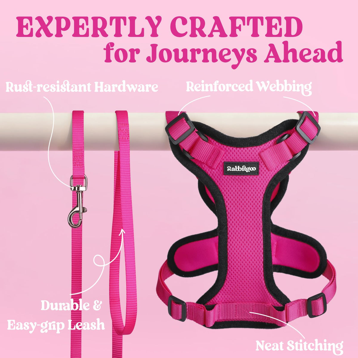 Cat Harness and Leash Set (M / Rose Red)