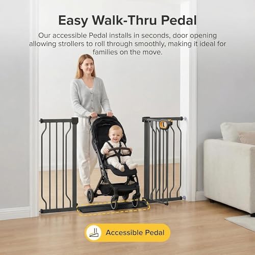57.5 62.2 Inch Baby Gates Extra Wide for Doorways (Black / 57.5-62.2inch)