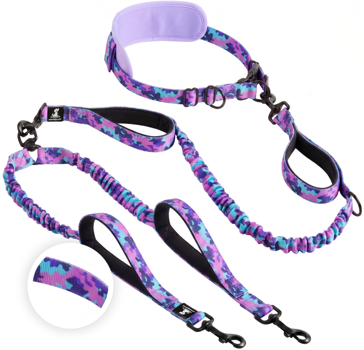 Hands Free Dual Dog Leash (Military Purple / 2 dogs M/L)