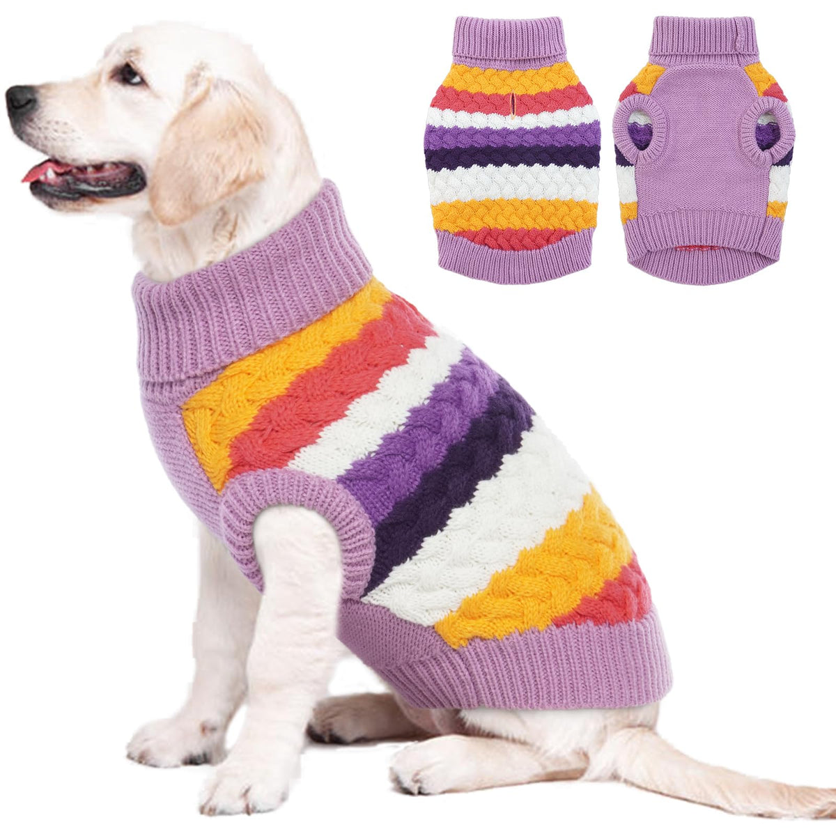 Dog Sweater Warm Dog Sweaters for Extra Large Dogs Girl (XXX-Large (Chest: 27.9''; Weight: 35- 58LB) / Purple)