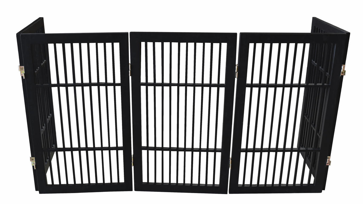 Pet Dog Gate Freestanding (5 Panel 30" Tall / Black Pet Gate)
