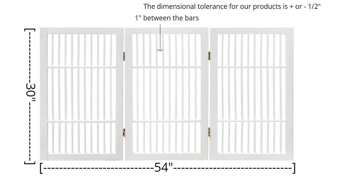 Pet Dog Gate Freestanding (3 Panel 30" Tall / White Pet Gate)