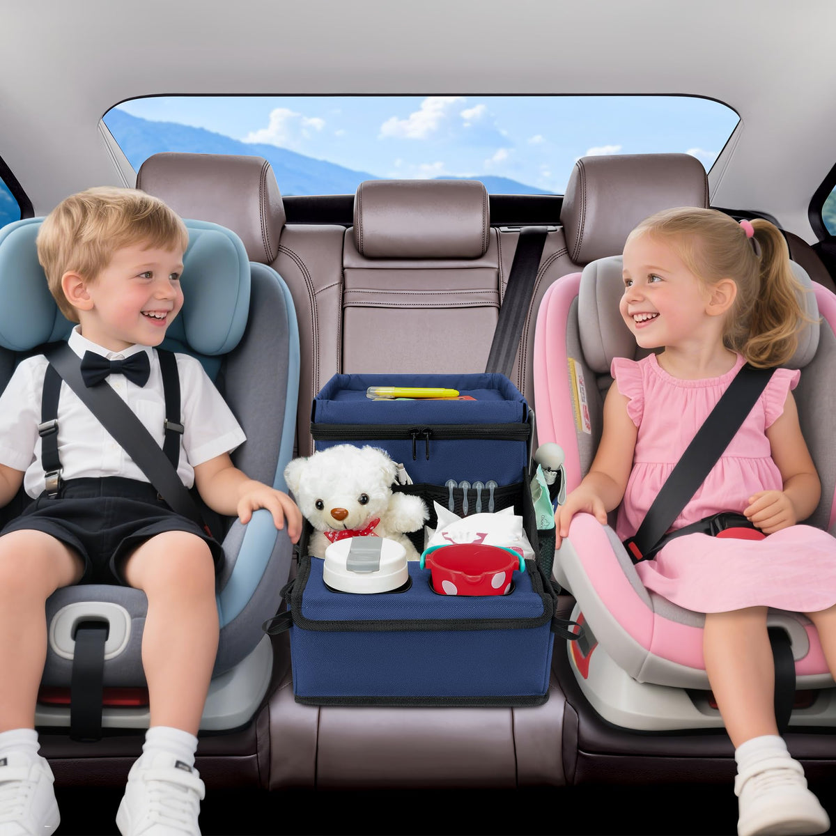 Backseat Organizer for Kids & Adults (Navy Blue)