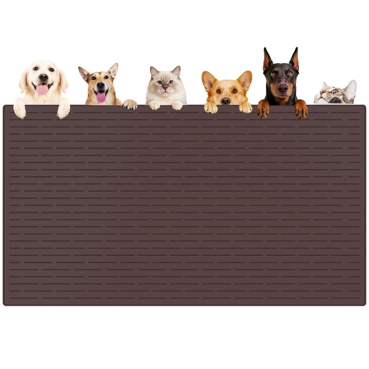 XXXXL Largest Pet Food Mat (Drak Brown / 51.2"L x 25.6"W)
