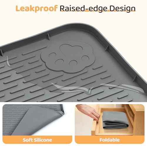 Dog Food Mat 57''x40'' Extra Large Dog Mat for Food and Water (57"L x 40"W / Dark Grey)