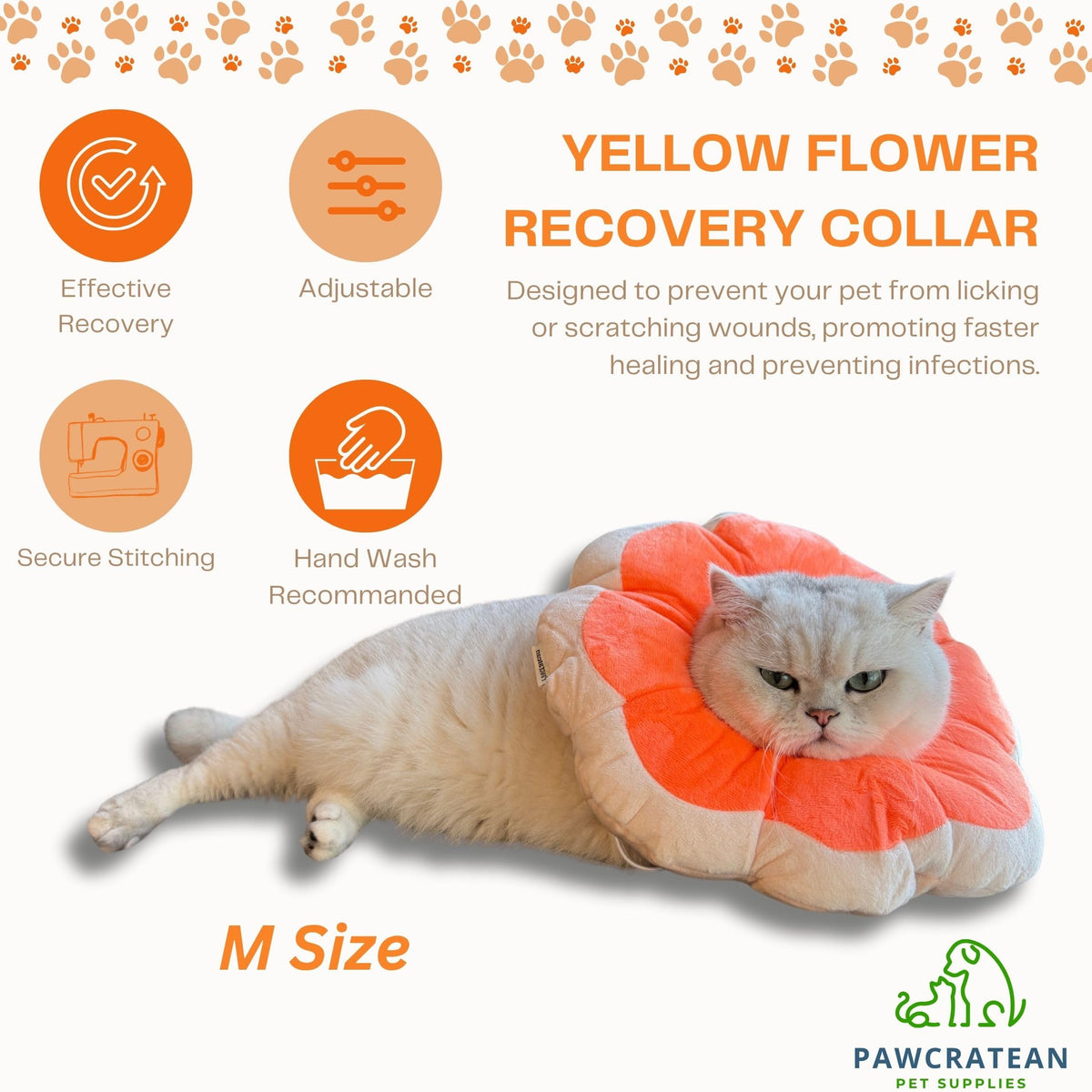 Adjustable Comfy Flower Style Elizabeth Collar for Cats Puppies Soft Recovery Cone Pet Protective Neck Collar (Orange / Samll)
