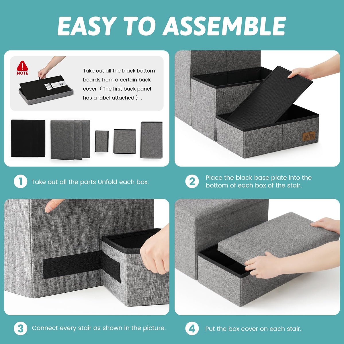Dog Stairs with Storage (Grey / 28.5x17x16.7 inch)