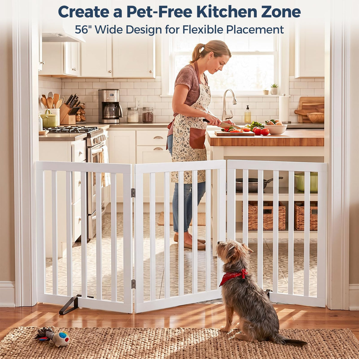 Dog Gate Indoor (White / 56"Wx24"H, 3-Panel)