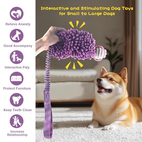 Dog Tug Toys for Aggressive Chewers (Purple / Dog Bite Ball Toy)
