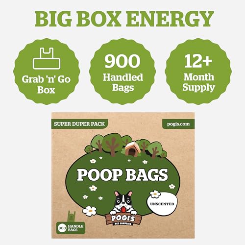 Pogi's Large Dog Poop Bags with Handles (1 Count (Pack of 900) / Unscented)