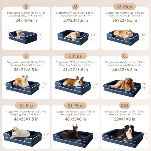 Orthopedic XXL Dog Bed (Navy / 46.0"l X 35.0"w X 7.5"th)