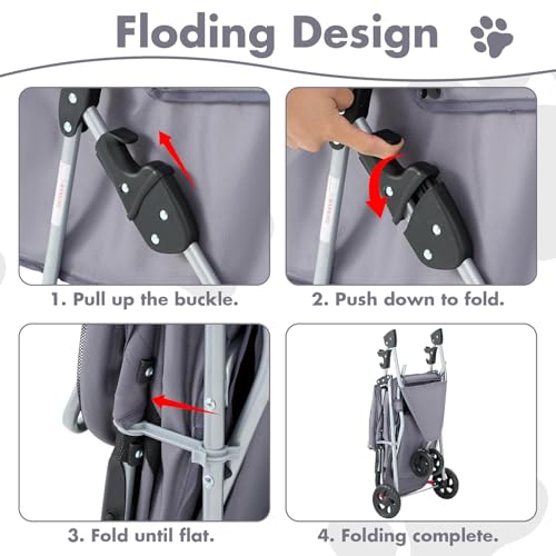 3 Wheels Pet Stroller (Grey)