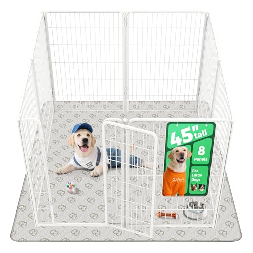 Homeplus Indoor Dog Playpen with Washable Pee Pad (White / 45"H)