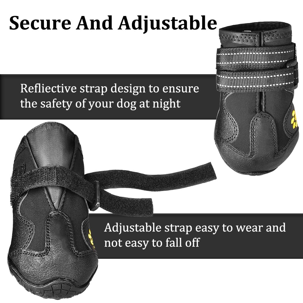 Dog Boots & Paw Protectors Non (Size 2: （2.4''x1.7'')(L*W) for 14-27 lbs / Black)