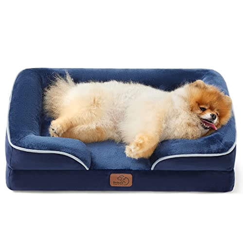 Orthopedic Dog Beds for Small Dogs (Blue Navy / 24"l X 18"w X 6"th)