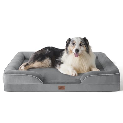 Orthopedic XL Dog Bed Extra Large Washable Original Design (Grey / 42"l X 32"w X 6.5"th)