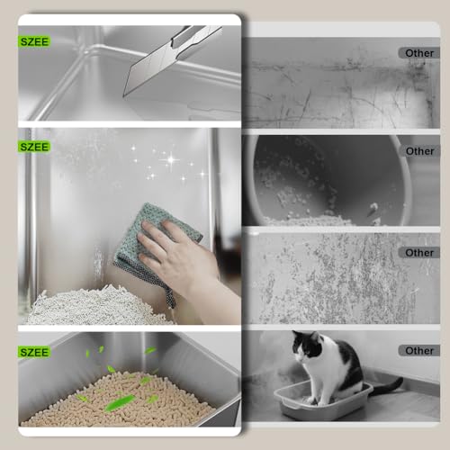 XL Stainless Steel Cat Litter Box with 180°Flip‑Top Lid (Dark Gray)